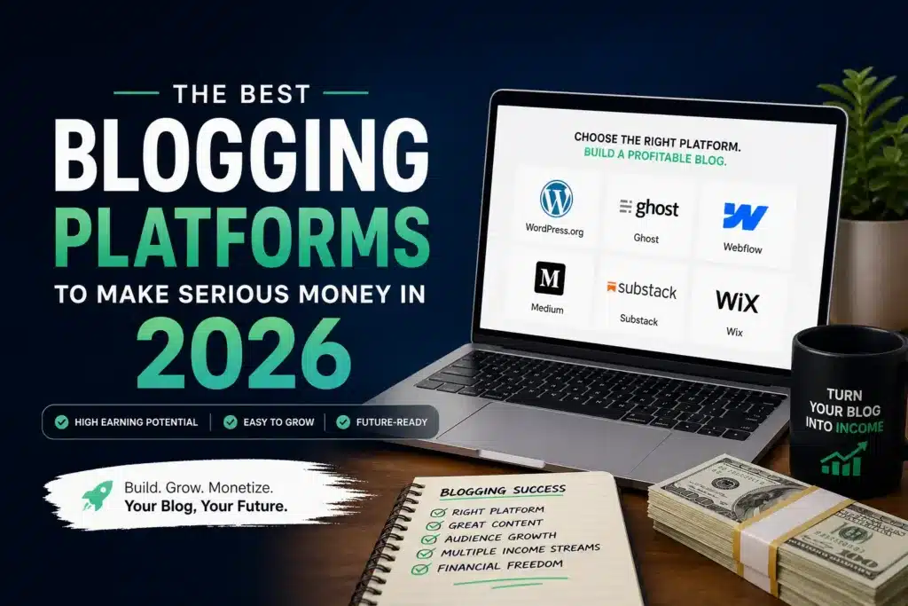 Best blogging platforms for making money in 2026 on laptop screen