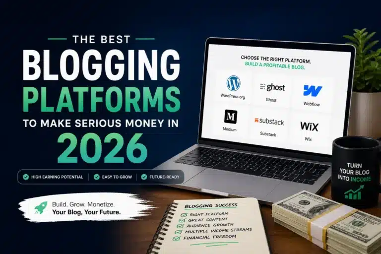 Best blogging platforms for making money in 2026 on laptop screen