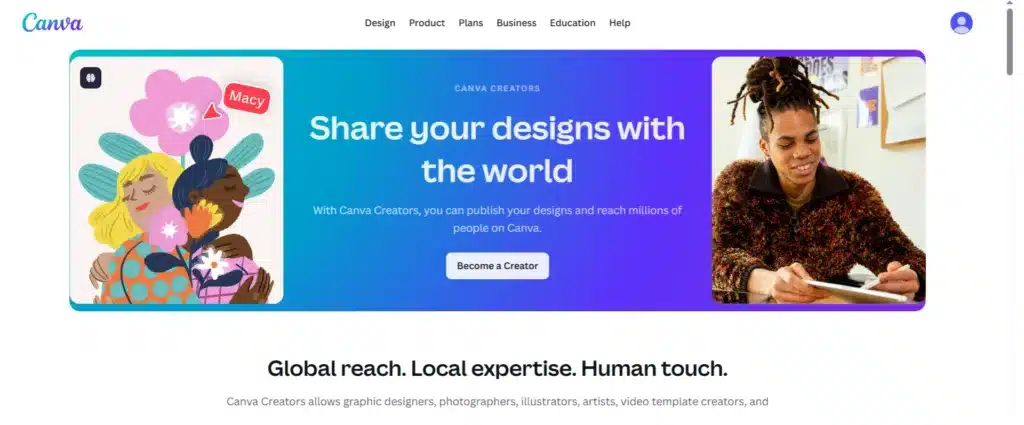 dashboard of Canva Creator