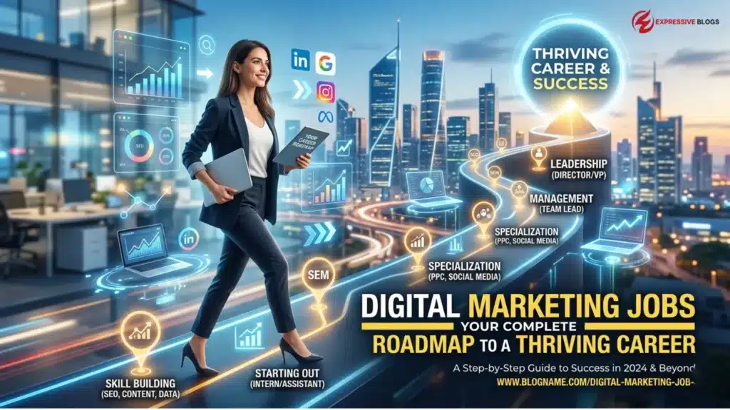 Professional roadmap for digital marketing career path and job growth.