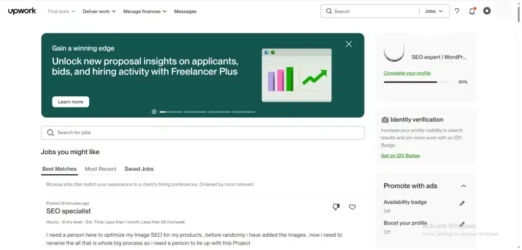 upwork dashboard