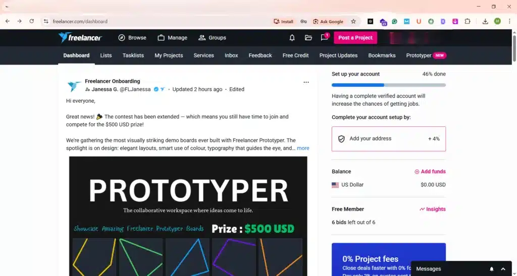 Freelancer.com bidding projects for freelancers