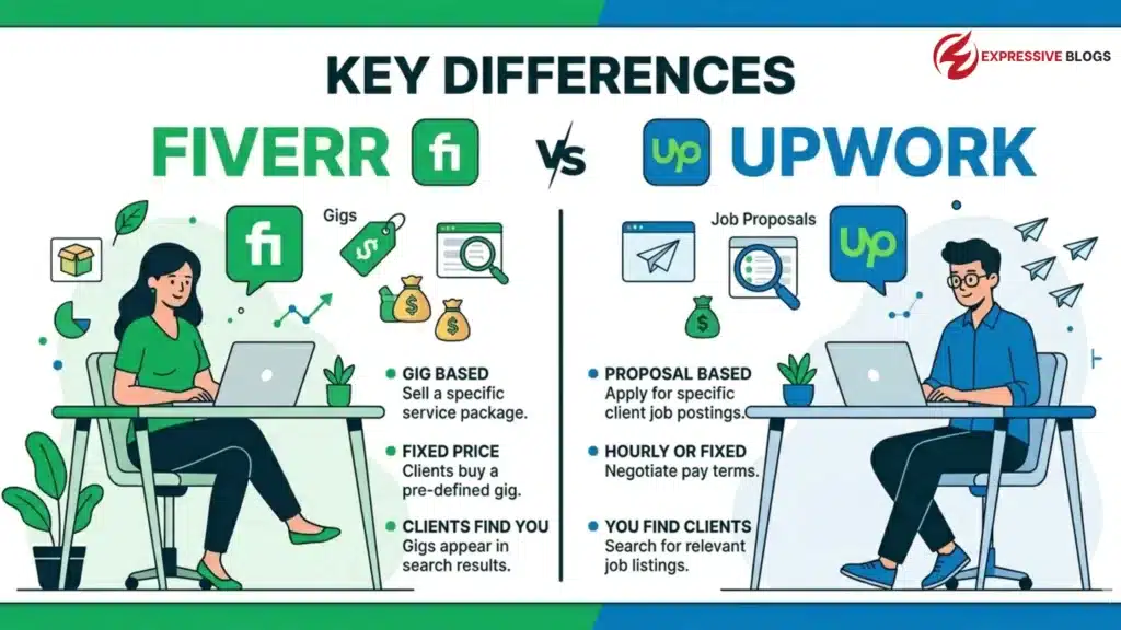 fiverr vs upwork comparison infographic