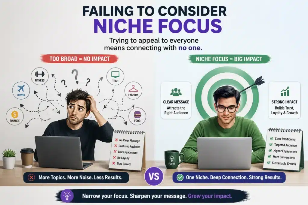 Confused creator targeting too many audiences instead of focusing on one profitable niche