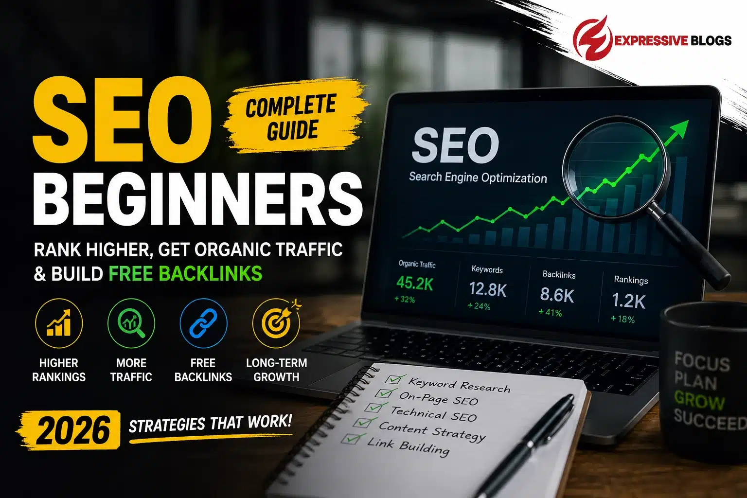 SEO beginners guide with rankings and free backlinks