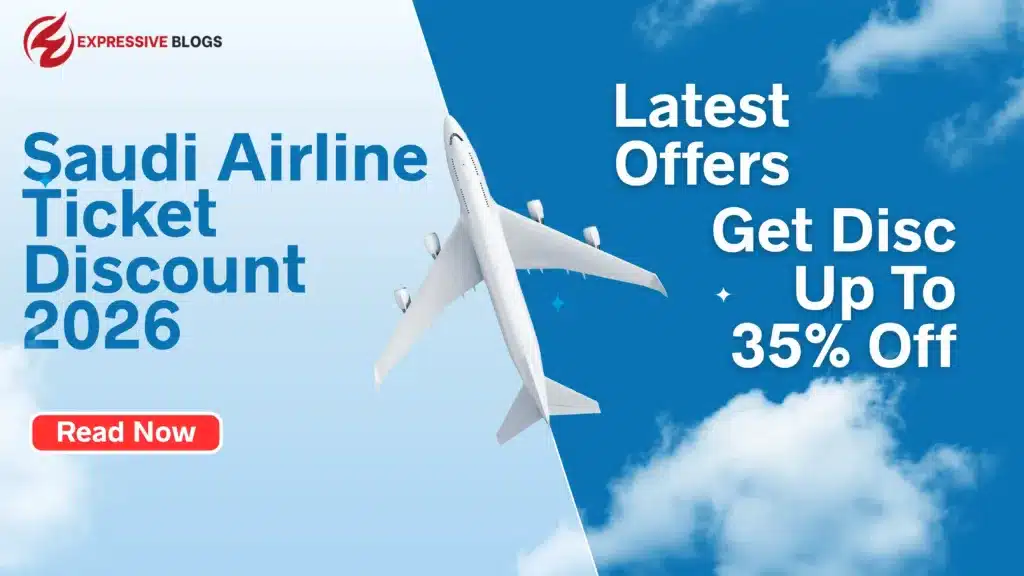 Saudi Airline ticket discount 2026 banner showing up to 35% off flight prices