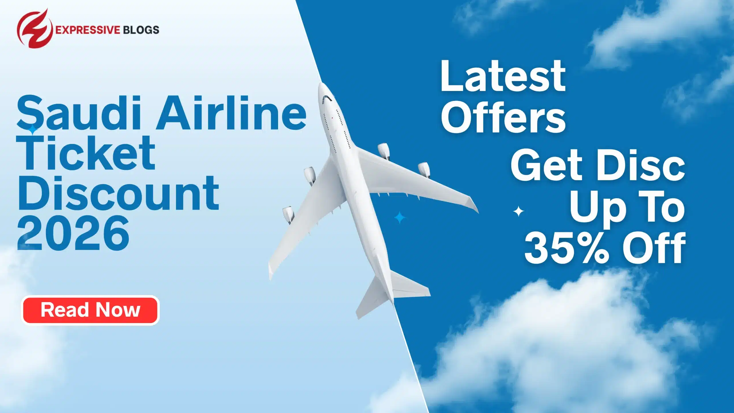 Saudi Airline ticket discount 2026 banner showing up to 35% off flight prices